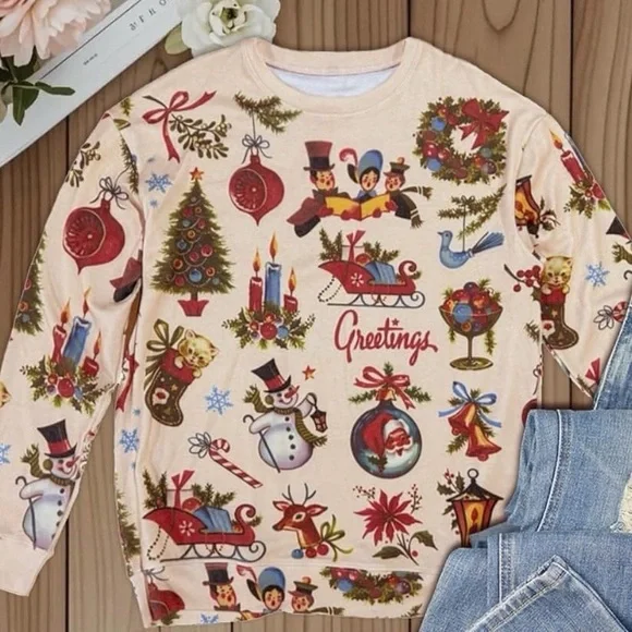 Festive Cream Holiday Sweater - Picture 2 of 3